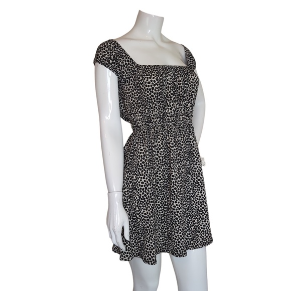 Topshop Black and White Smocked Animal Print Mini Dress - Picture 3 of 12